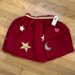 Red Skirt with Star and Moon Appliques